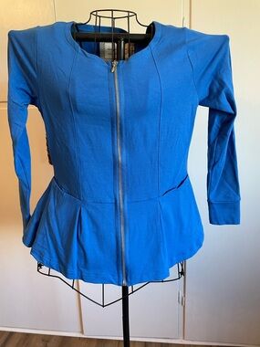 Bright Blue Zip Front Peplum Jacket